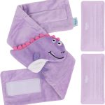 Hilph Baby Colic, Gas and Upset Stomach Relief, Heated Warmer Tummy Wrap with 2 Gel Packs for Newborns and Infants, Baby Heating Pad Swaddling Belt Natural Relief (Purple Dinosaur)